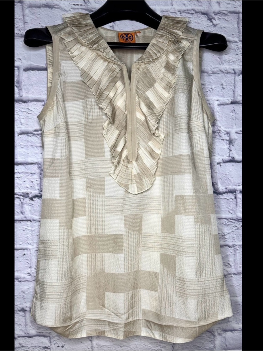 Tory Burch Beige/Tan Women's Blouse Size 8 (Medium)